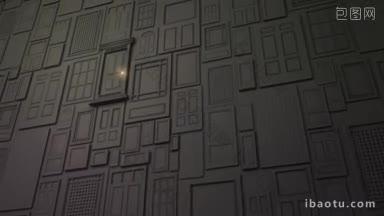 高清晰度动画的一面墙的门与一个特殊的门打开到明亮的光